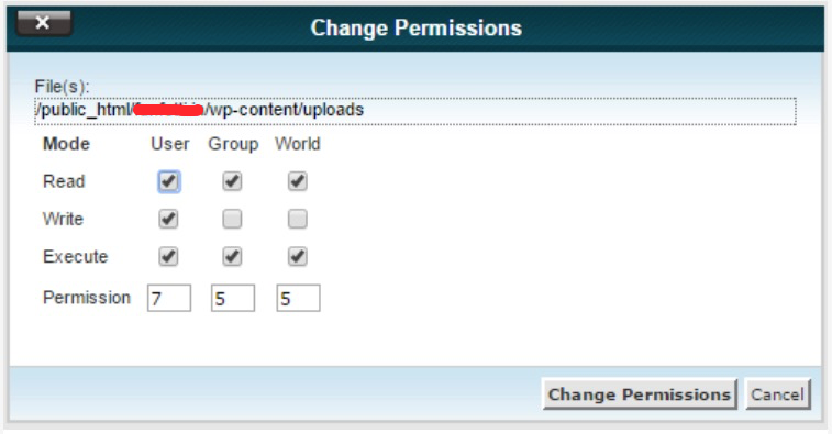 WordPress file and folder permissions